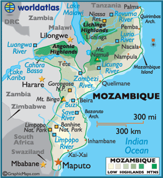 political map mozambique